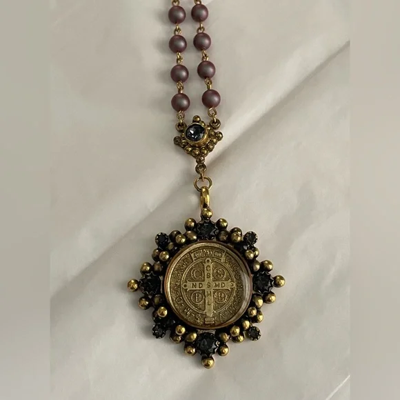 Virgins Saints & Angels Magdalena Necklace Purple Iridescent Beads Multi Length - Picture 5 of 8
